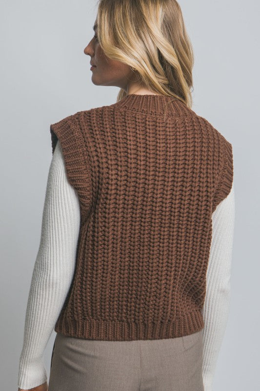 Knit Sweater Vest with Gold detail