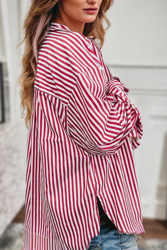 Red Stripped Button Up