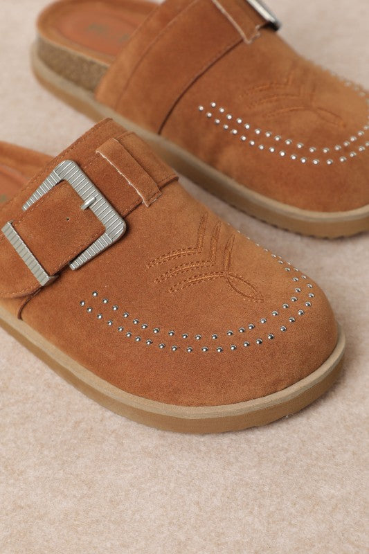 Boot Stitch Print Mules