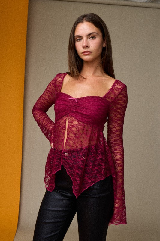 Lace Longsleeve Burgundy
