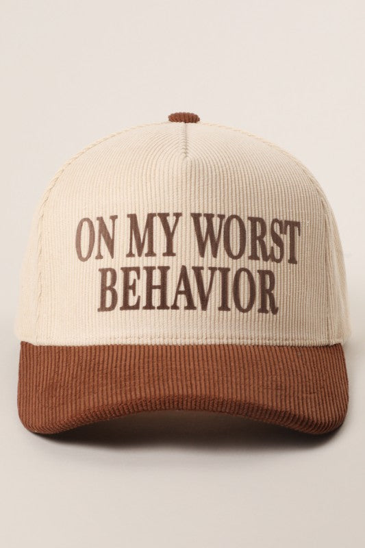 On My Worst Behavior Corduroy Brown