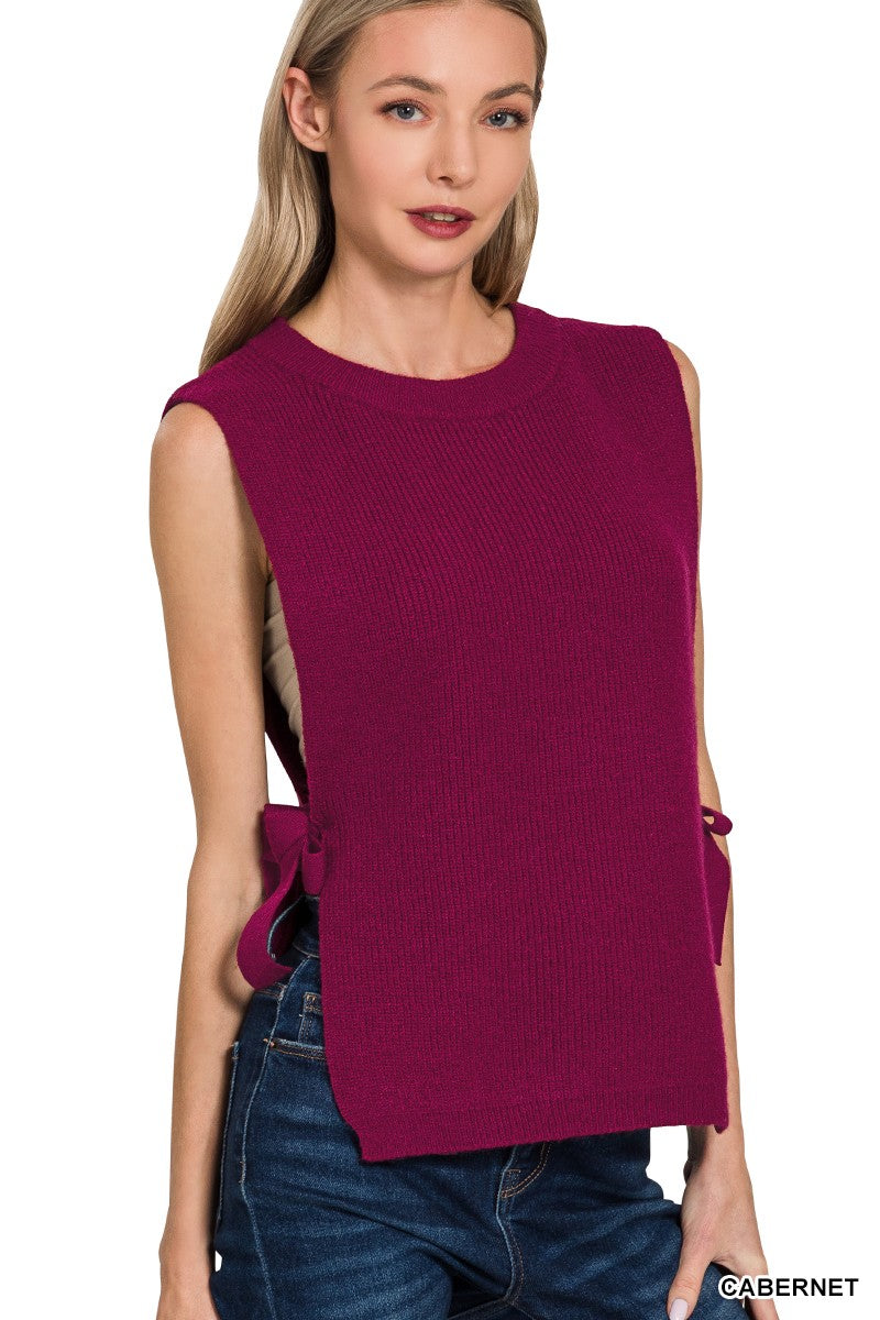 Side Tie Sweater Vest