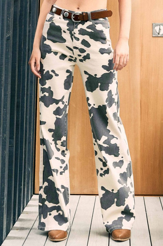 Cow Print Wide Leg