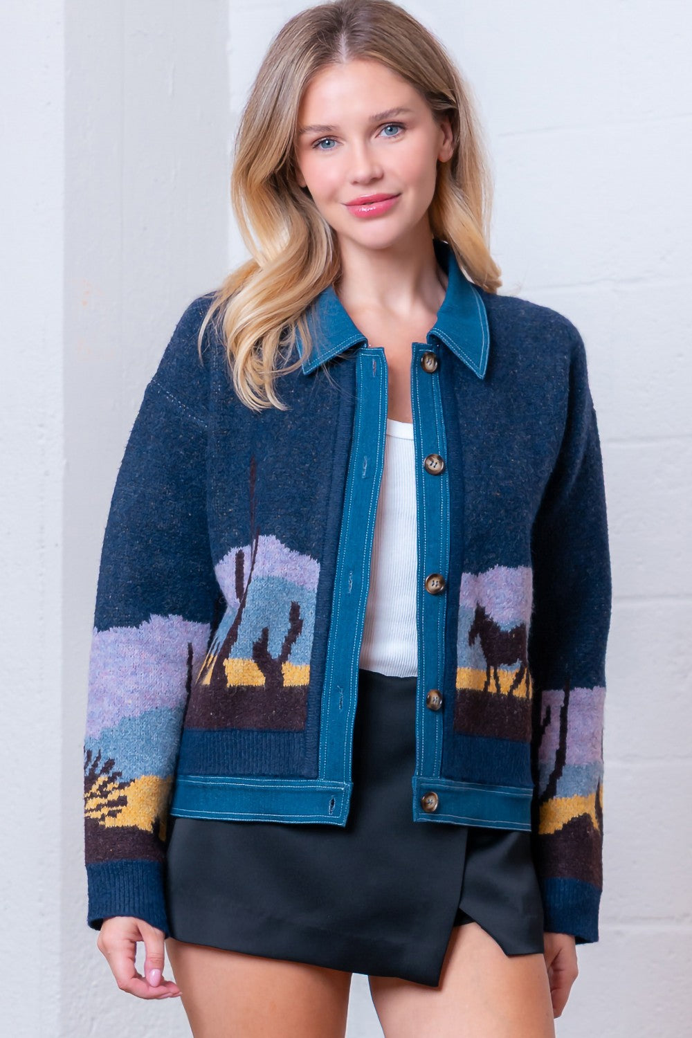 Denim Collar Horse Jacket
