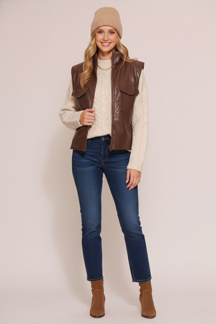 Padded Leather Vest