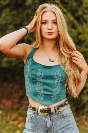 Boot Stitch Halter Turquoise