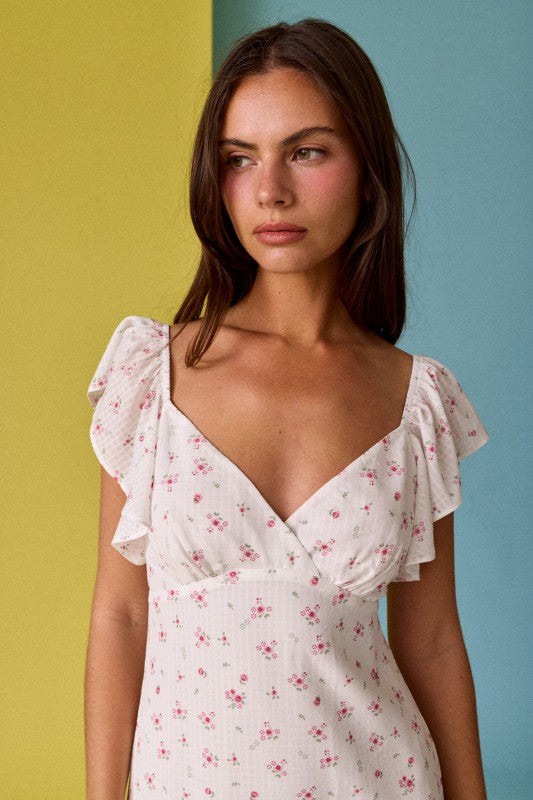 White with Pink Floral Dress