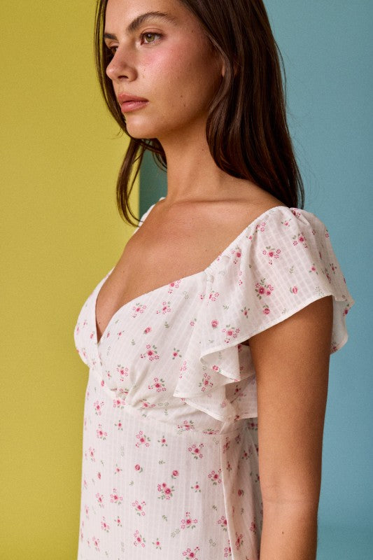 White with Pink Floral Dress
