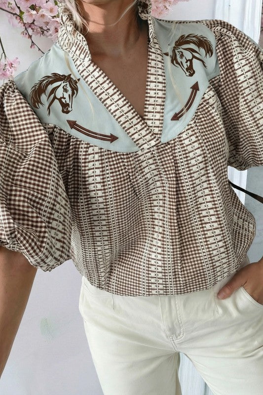 Puff Sleeve Blouse Turq
