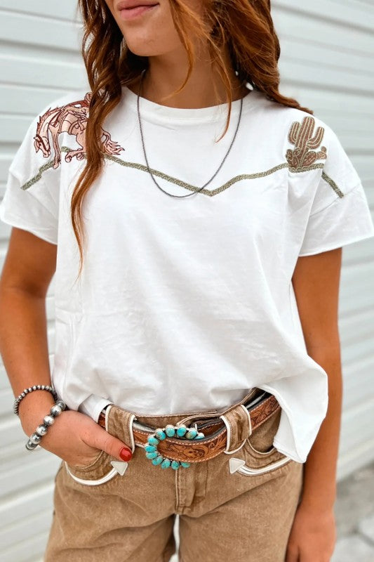 Embroidered Western Tee