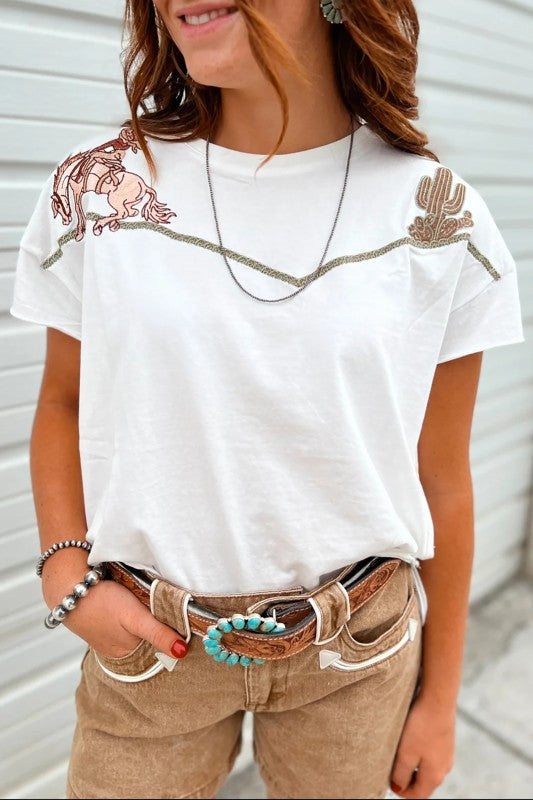 Embroidered Western Tee