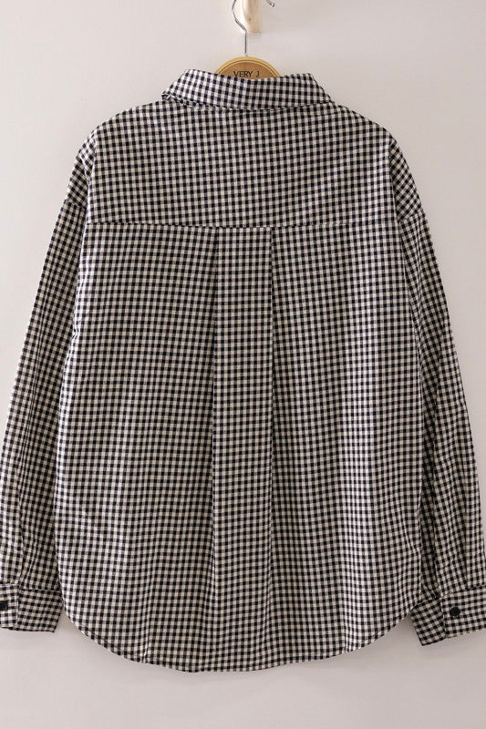 Gingham Horse Top Black