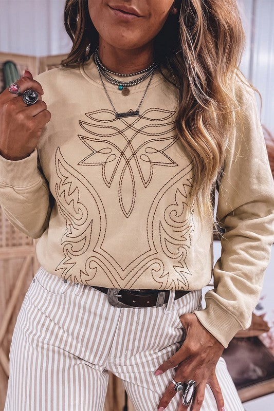 Embroidered Round Neck Sweater