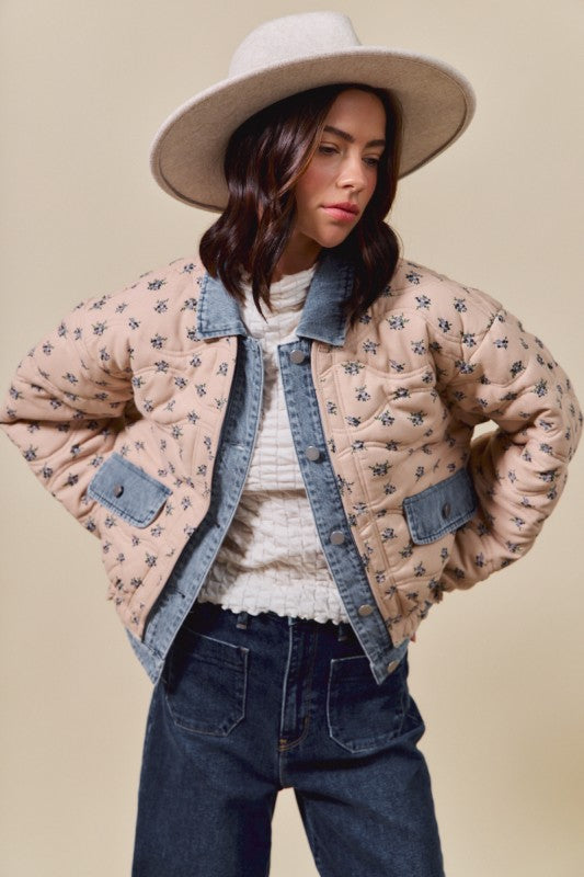 Floral Quilted Denim
