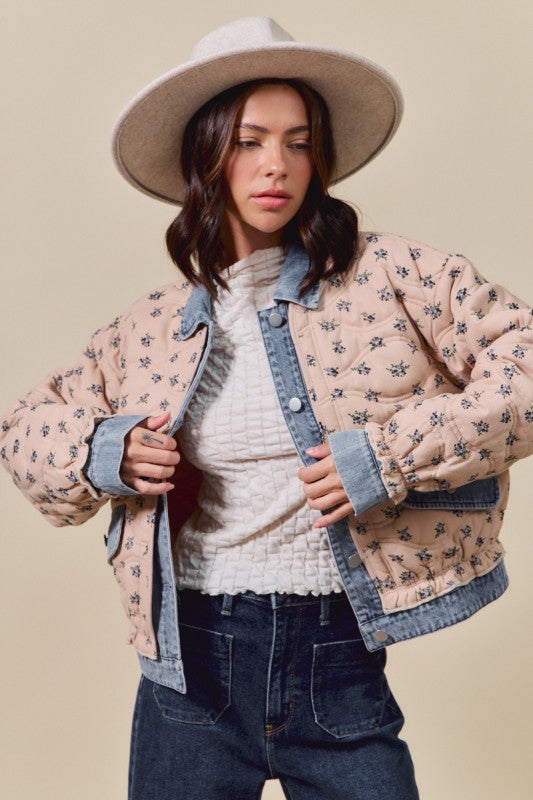 Floral Quilted Denim