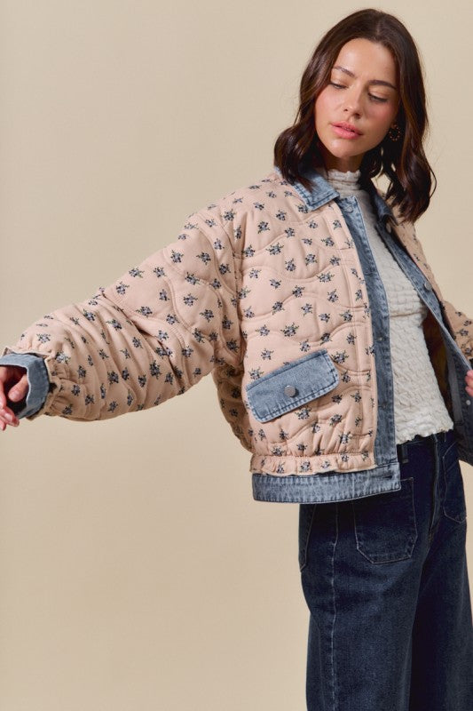 Floral Quilted Denim