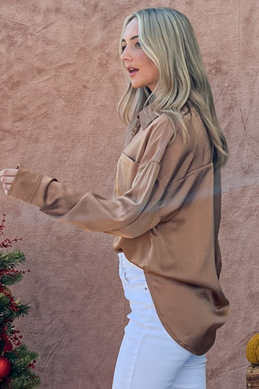 Toffee Satin Top