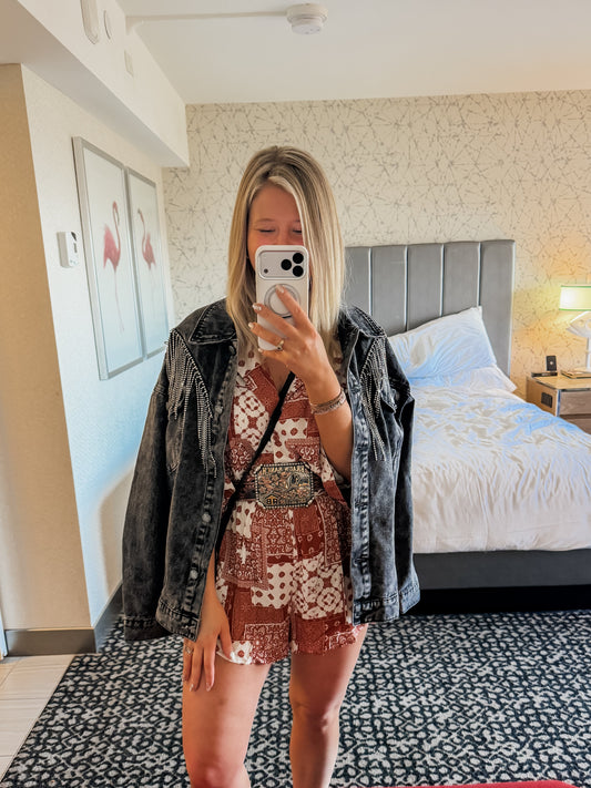 Denim Rhinestone Jacket
