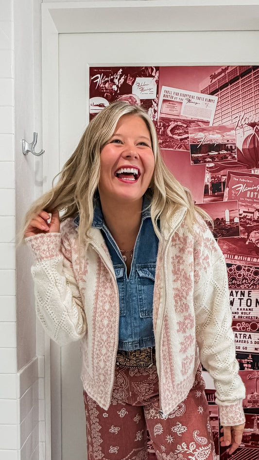 Pink Knit Zip Up