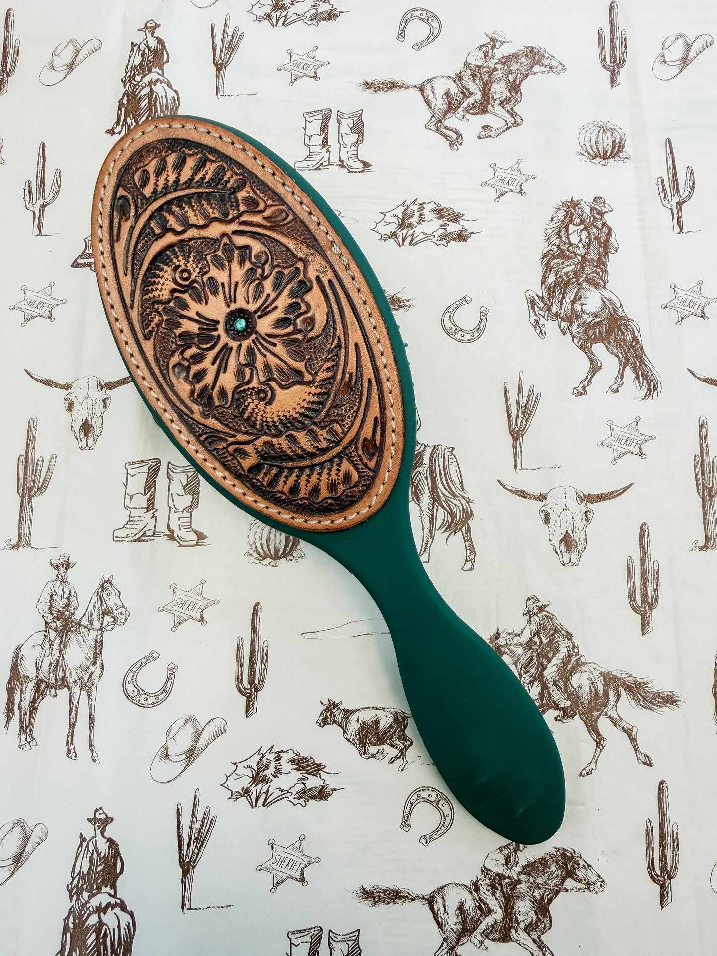 Turquoise Tooled Hair Brush