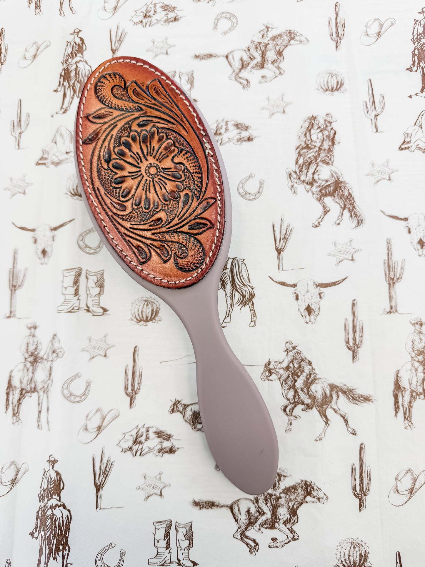 Mauve Tooled Hair Brush