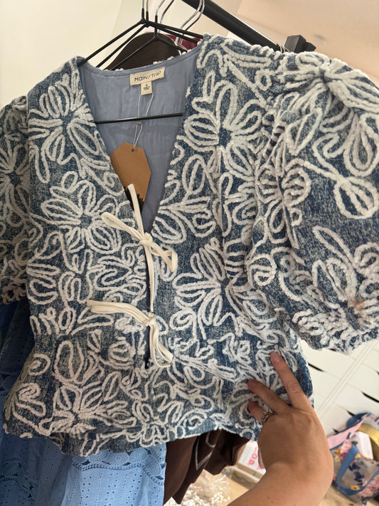 Floral Denim Bow Tie