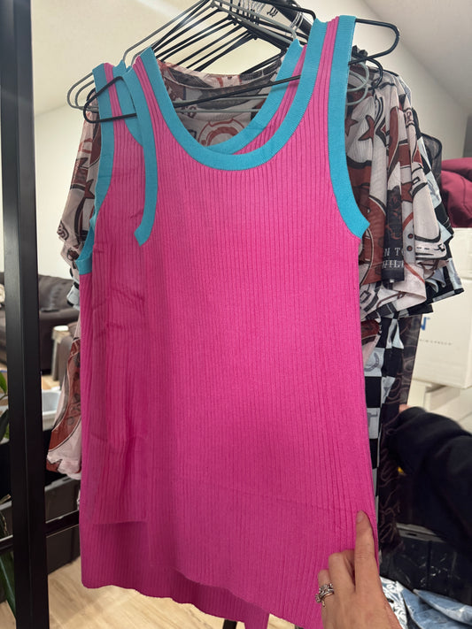 Pink Ribbed Tank