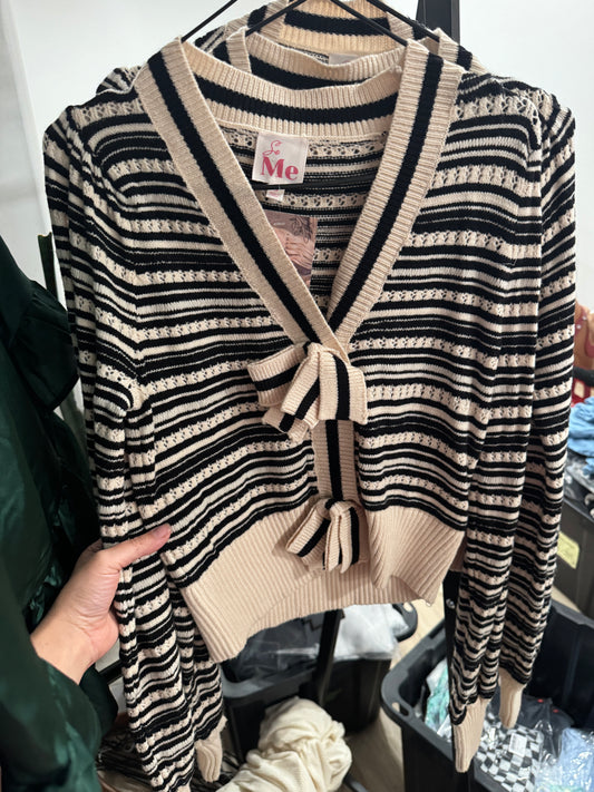 Button Bow Tie Soft Cardi