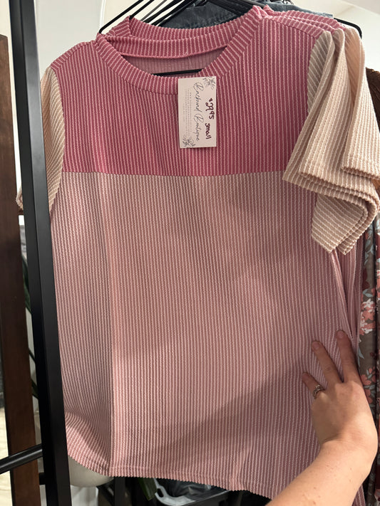 Pink Ribbed Tee