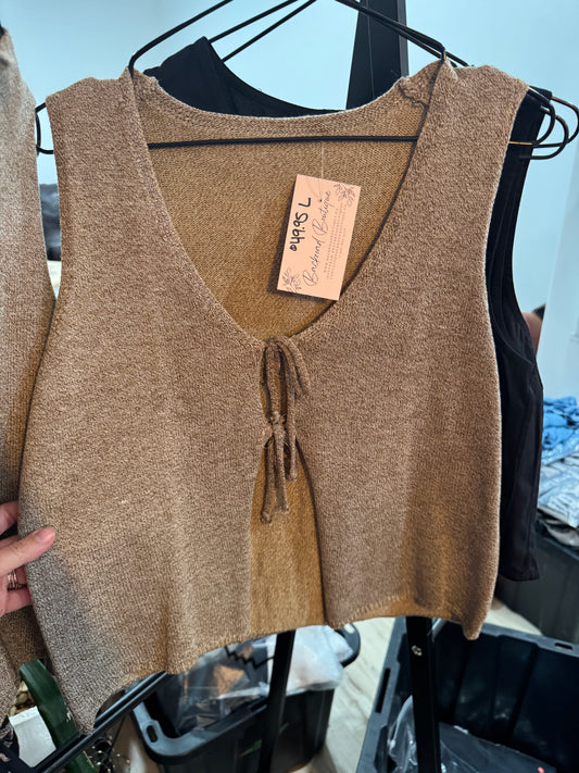 Bow Tie Vest Brown Knit