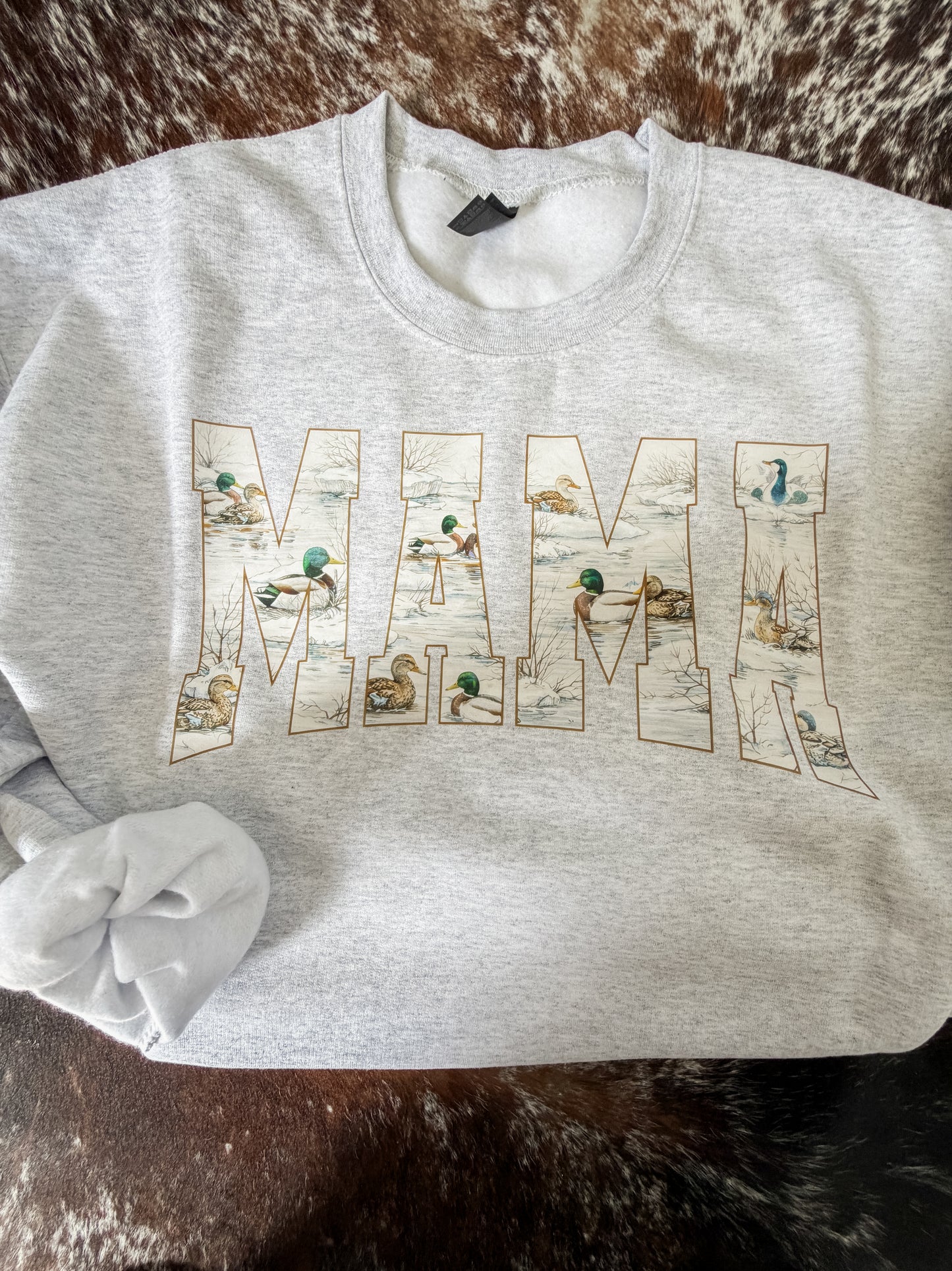 MAMA Duck Graphic Crew Grey