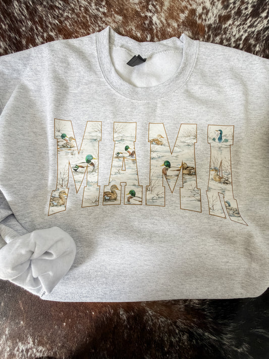 MAMA Duck Graphic Crew Grey