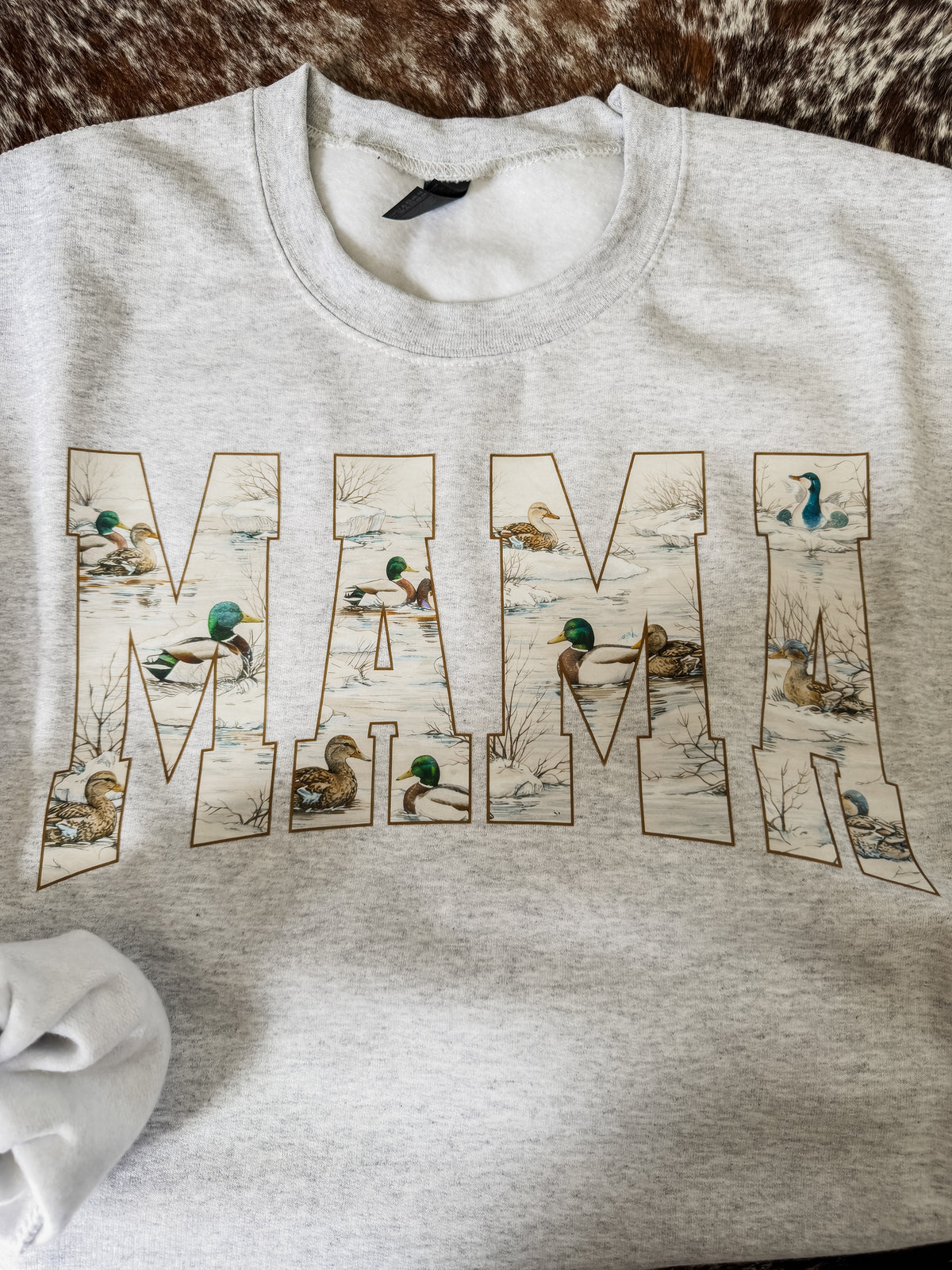 MAMA Duck Graphic Crew Grey