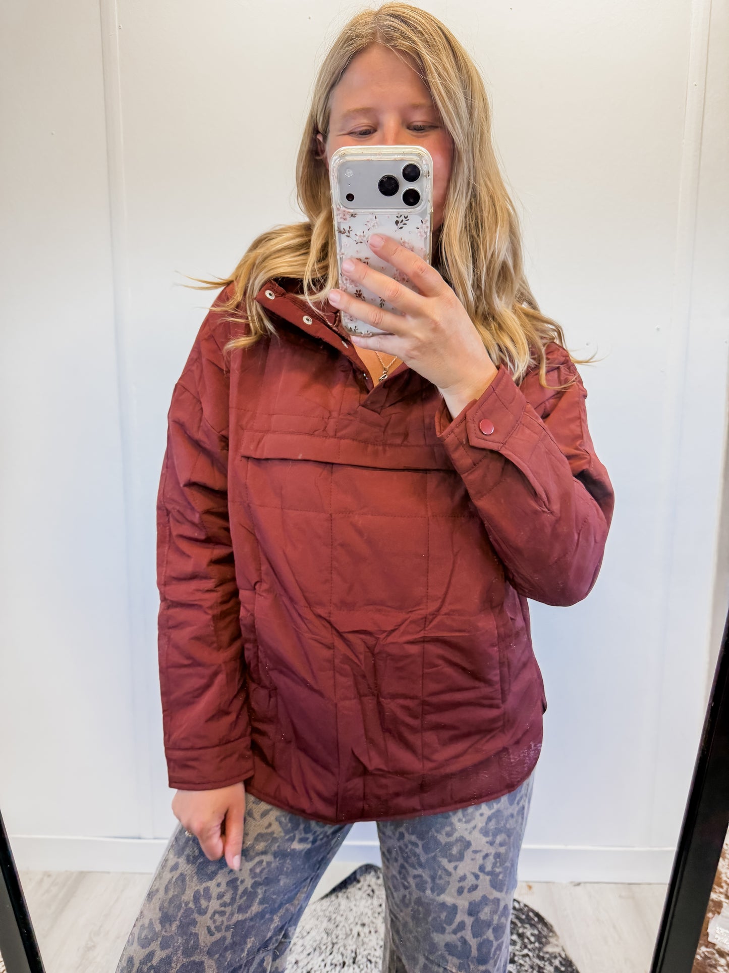 Oversized Hooded Pullover Burnt Red