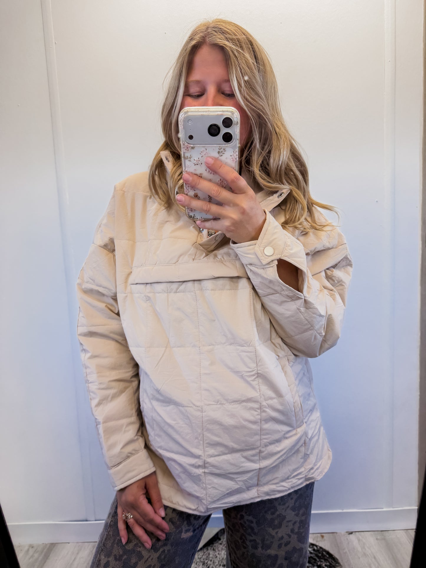 Oversized Hooded Pullover Beige