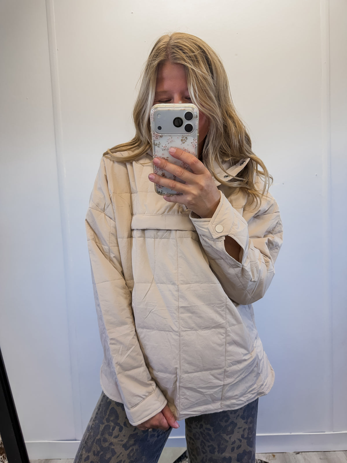 Oversized Hooded Pullover Beige