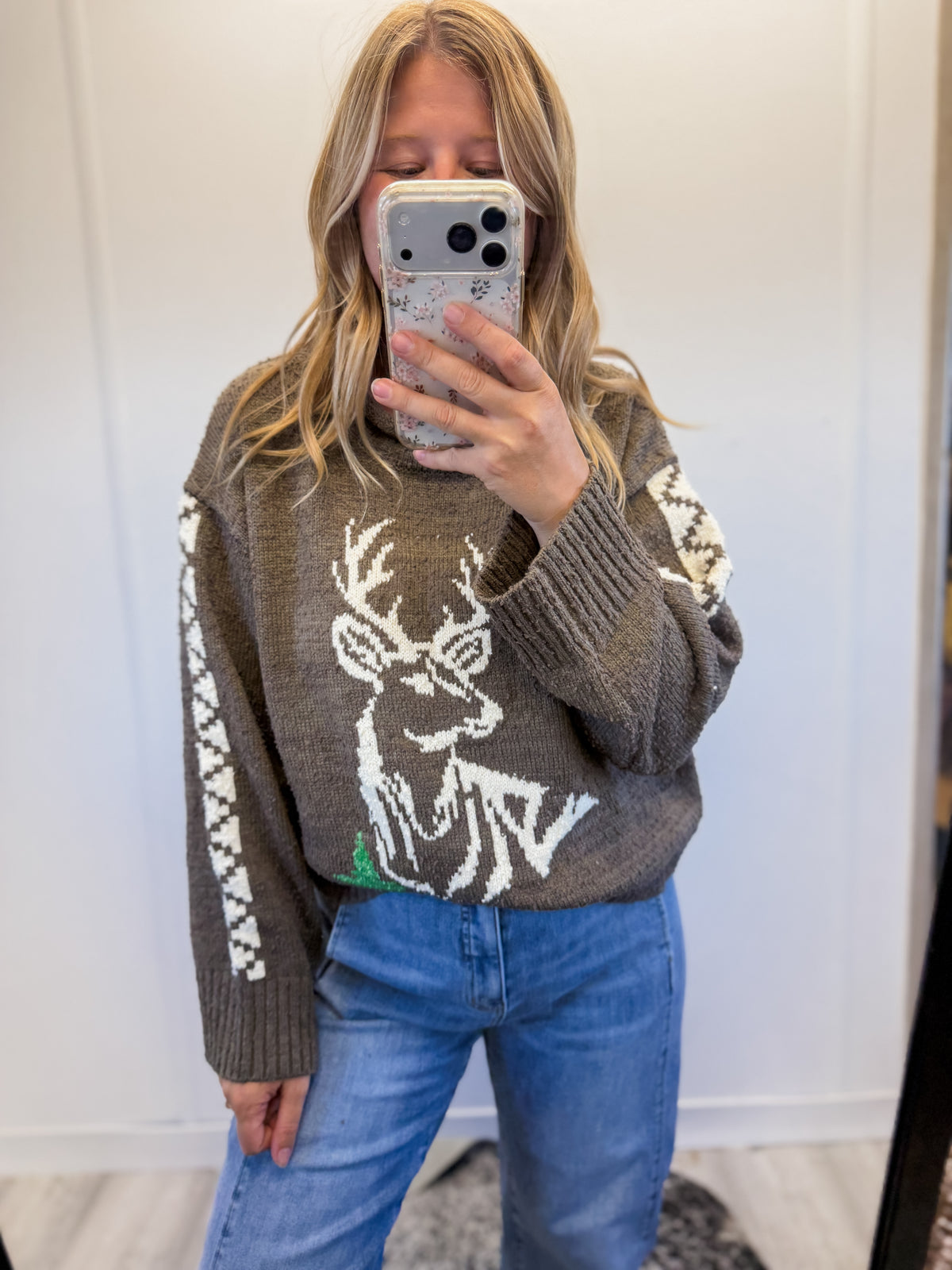 Deer Roll Neck Sweater