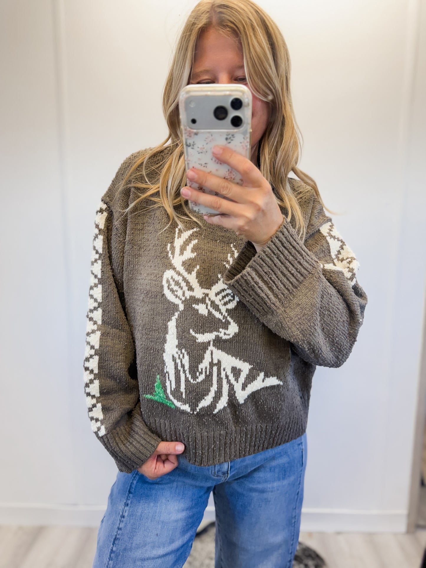 Deer Roll Neck Sweater