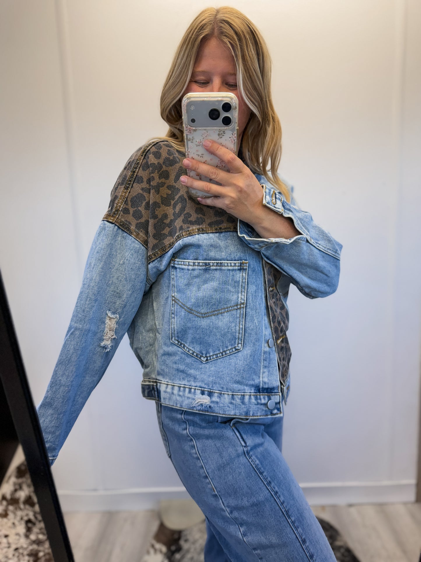 Denim Leopard Jacket