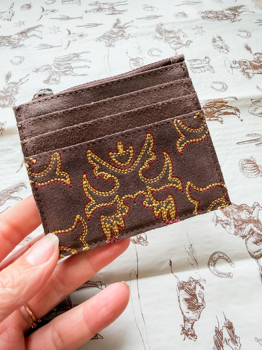 Boot Stitch Card Holder Brown