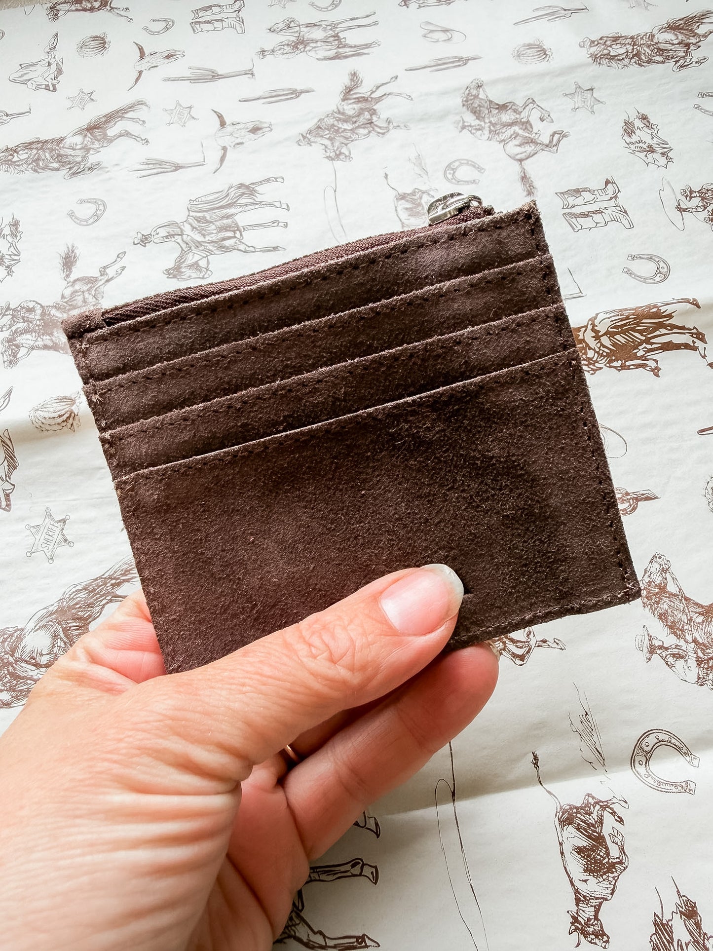 Boot Stitch Card Holder Brown