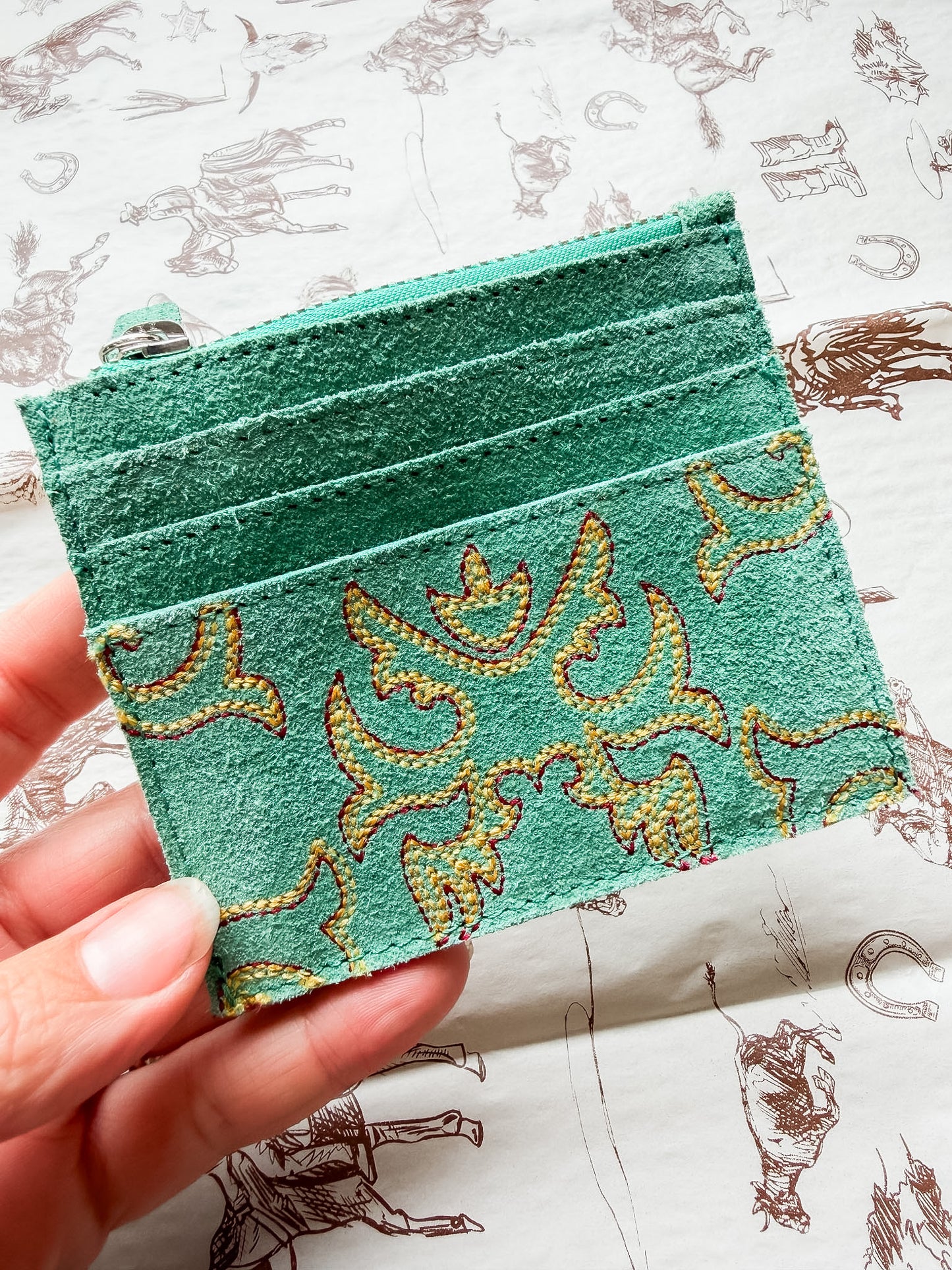 Boot Stitch Card Holder Turquoise