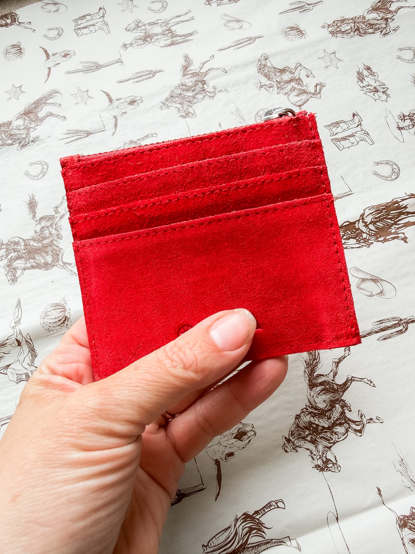 Boot Stitch Card Holder Red