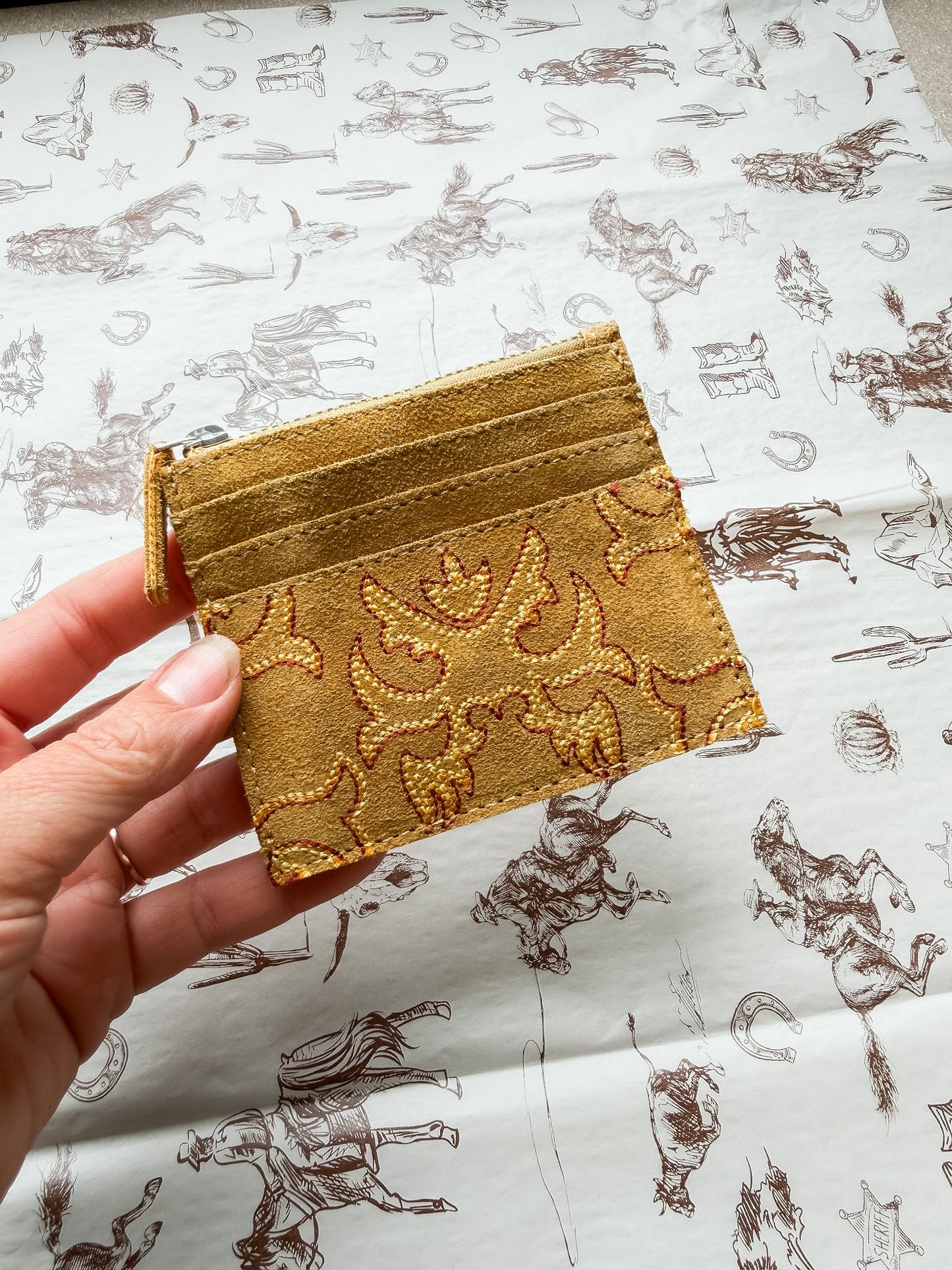Boot Stitch Card Holder Yellow