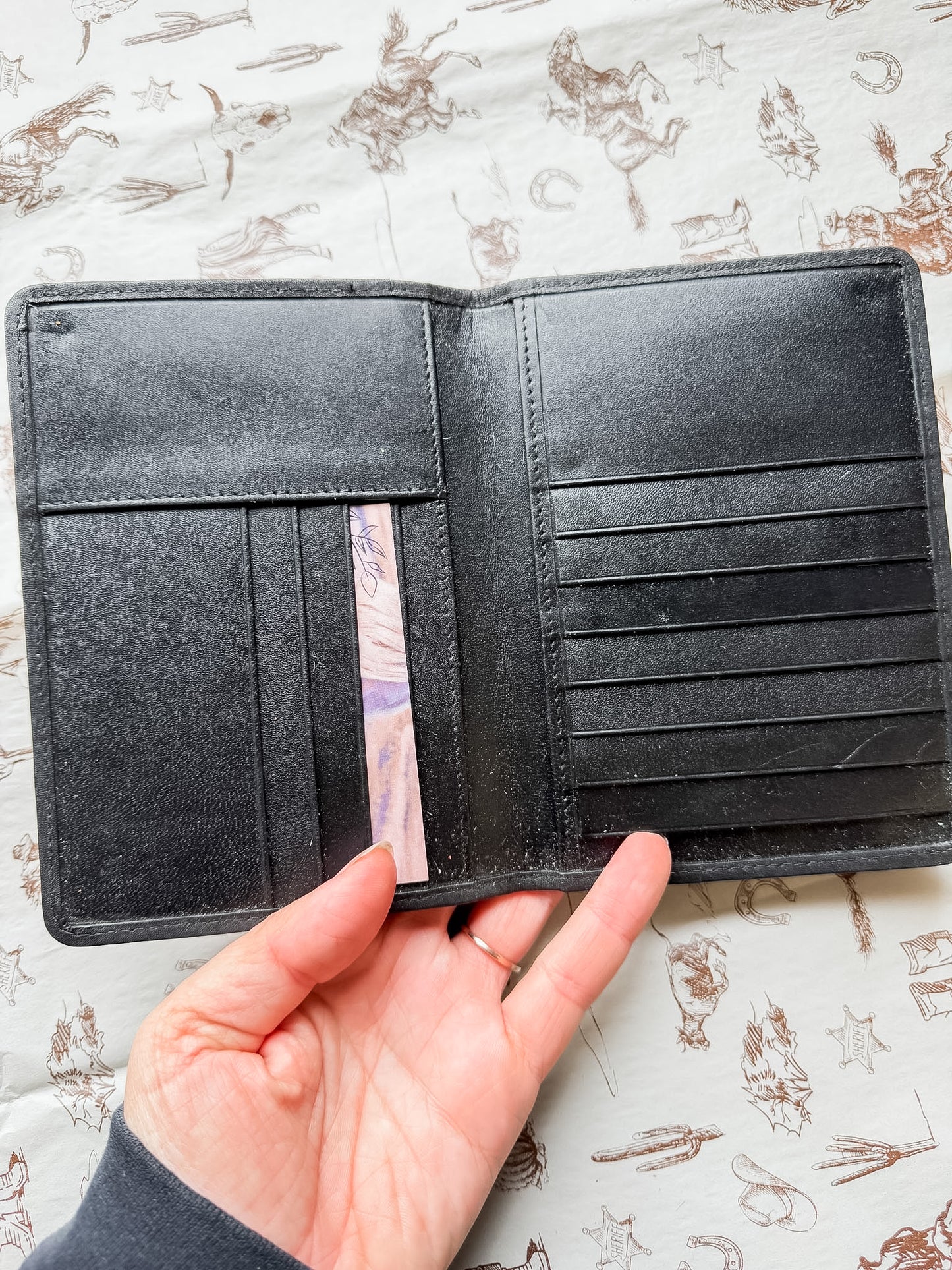 Passport Holder Black w Gold