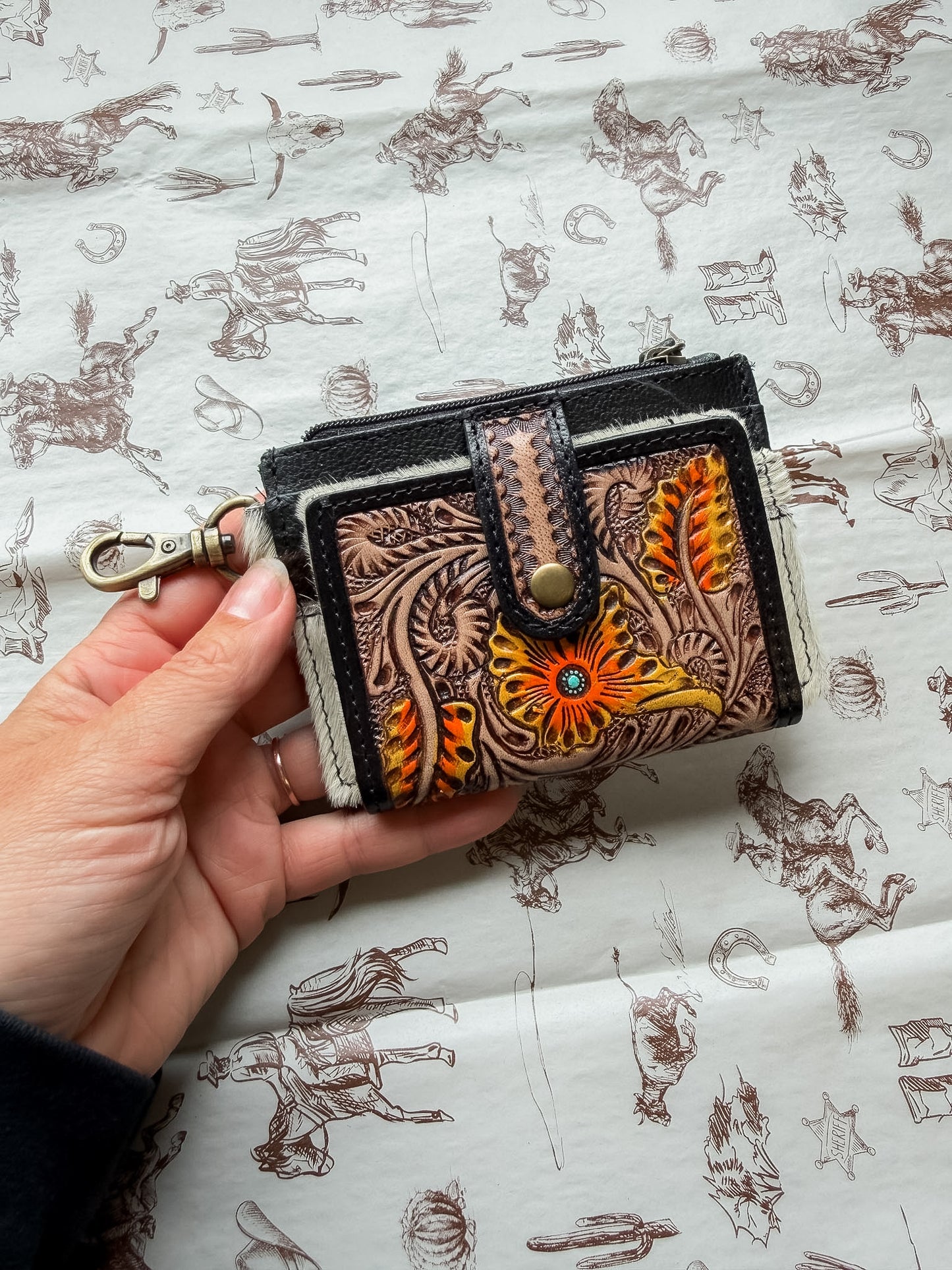 Credit Card Holder w Yellow Flower