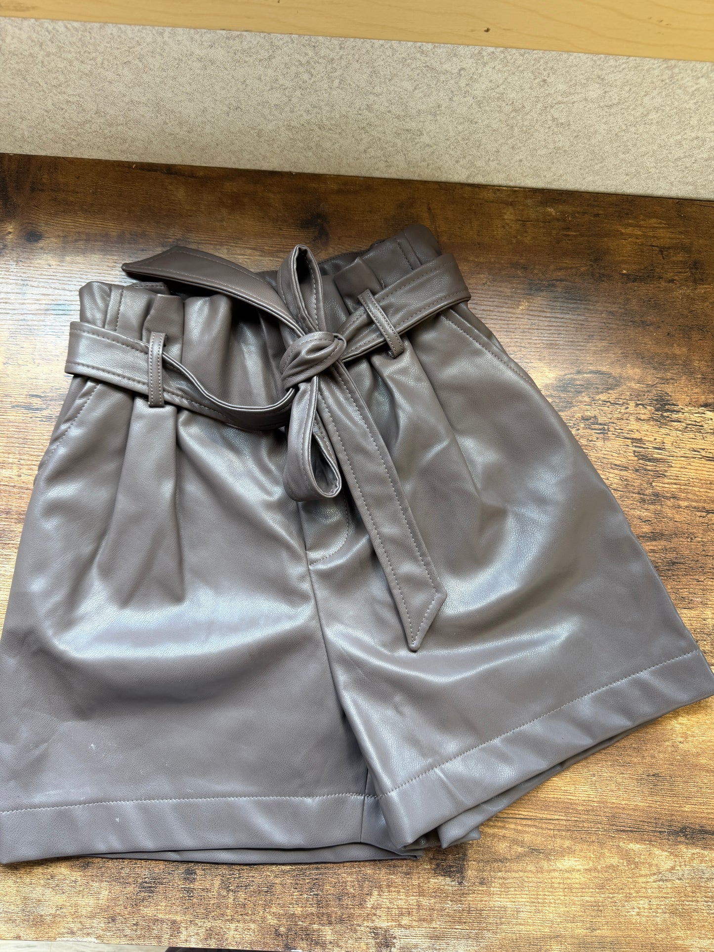 Leather Grey/Brown Shorts