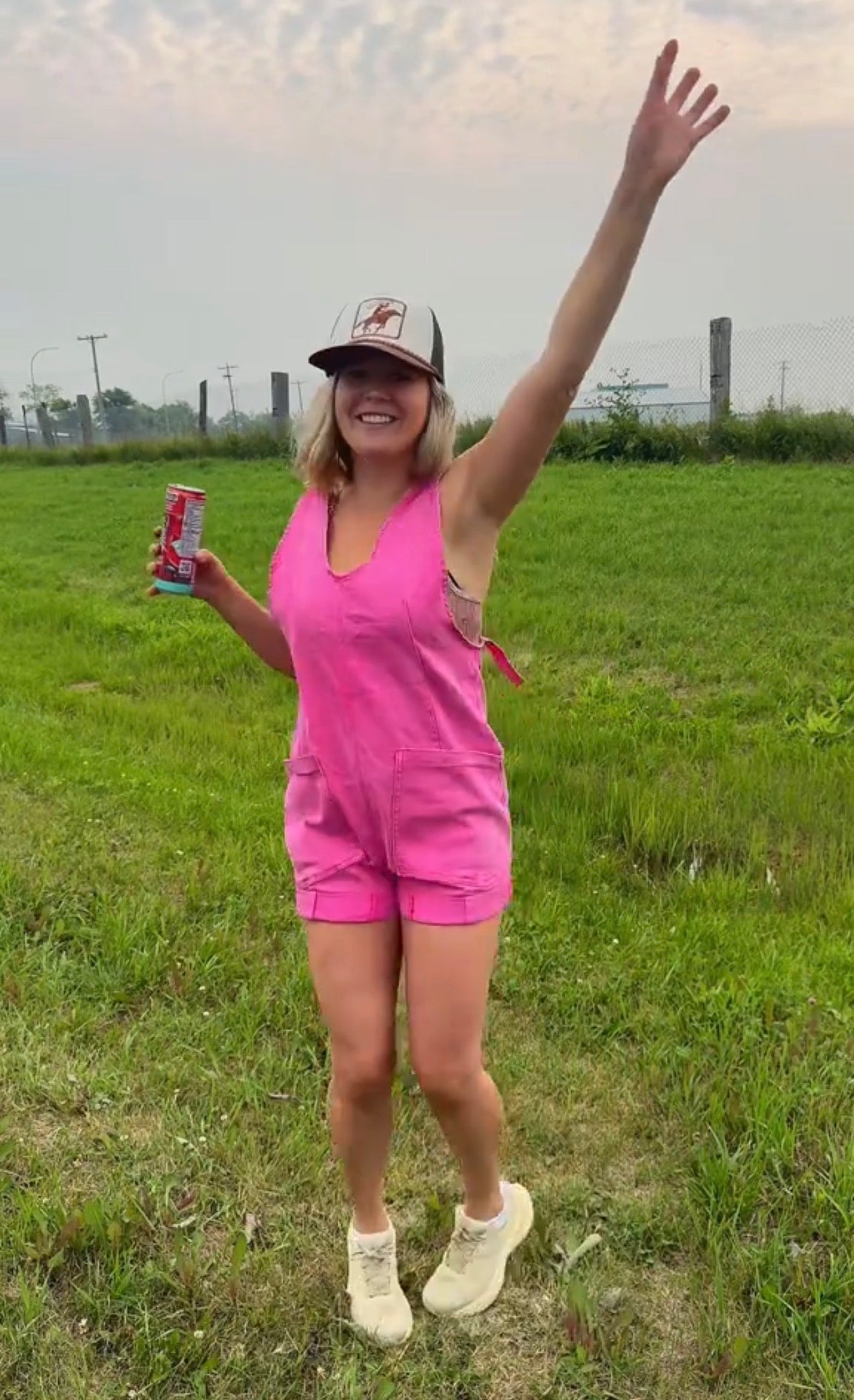 Pink Denim Romper