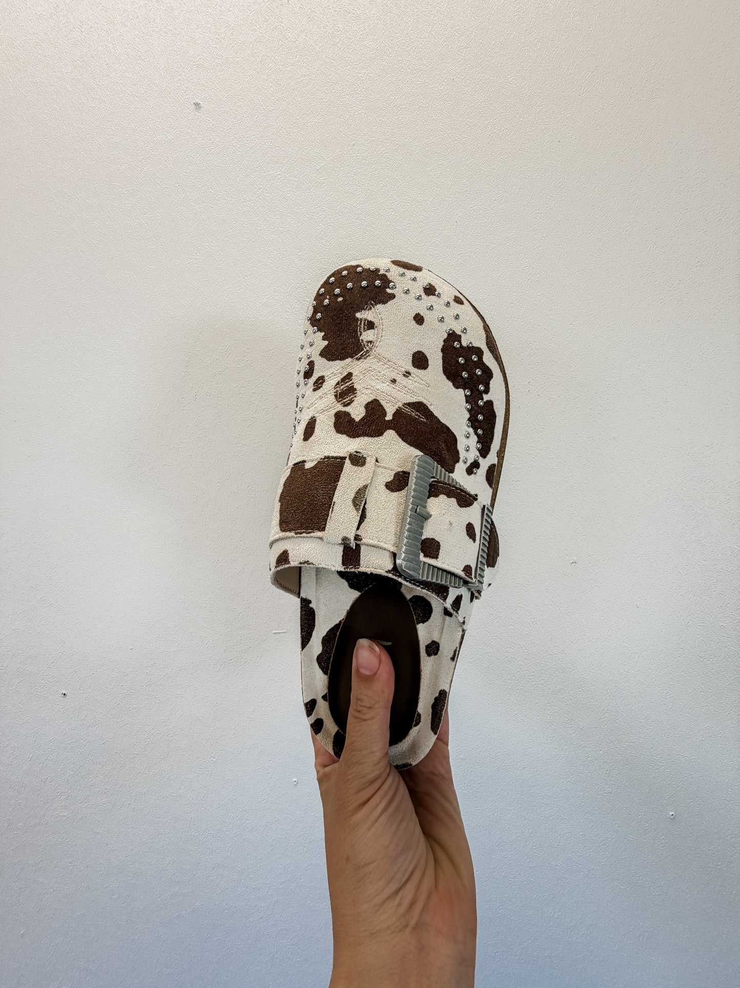 Cow Print Mules q