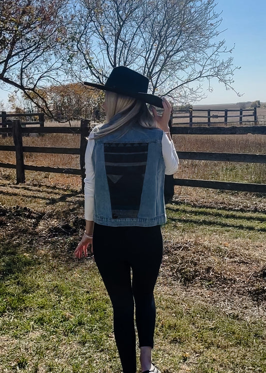 Aztec Denim Vest